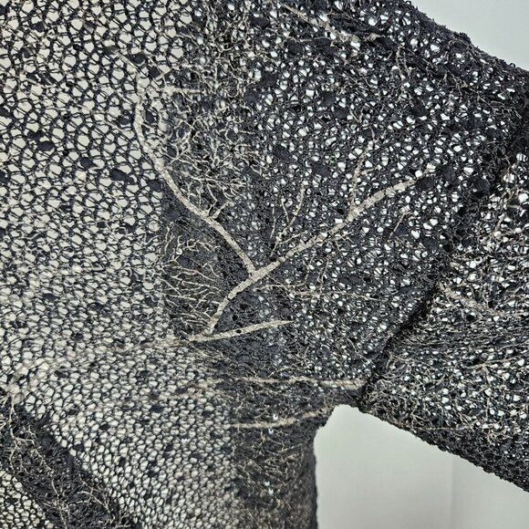 Clara Sunwoo Duster Cardigan XL Black Abstract Gold Mesh Sequin Embellished - Picture 7 of 12